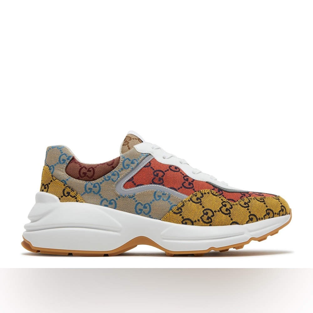 Gucci Rhyton GG Logo Multi Orange Yellow Blue Red Authentic Sneakers With Box - Picture 1 of 16